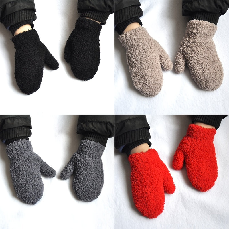 Cozy Thermal Plush Baby Mittens Winter Windproof Gloves