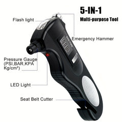 Digital Tire Pressure Gauge 150 PSI 4 Settings Car Truck 5 in 1 Tools