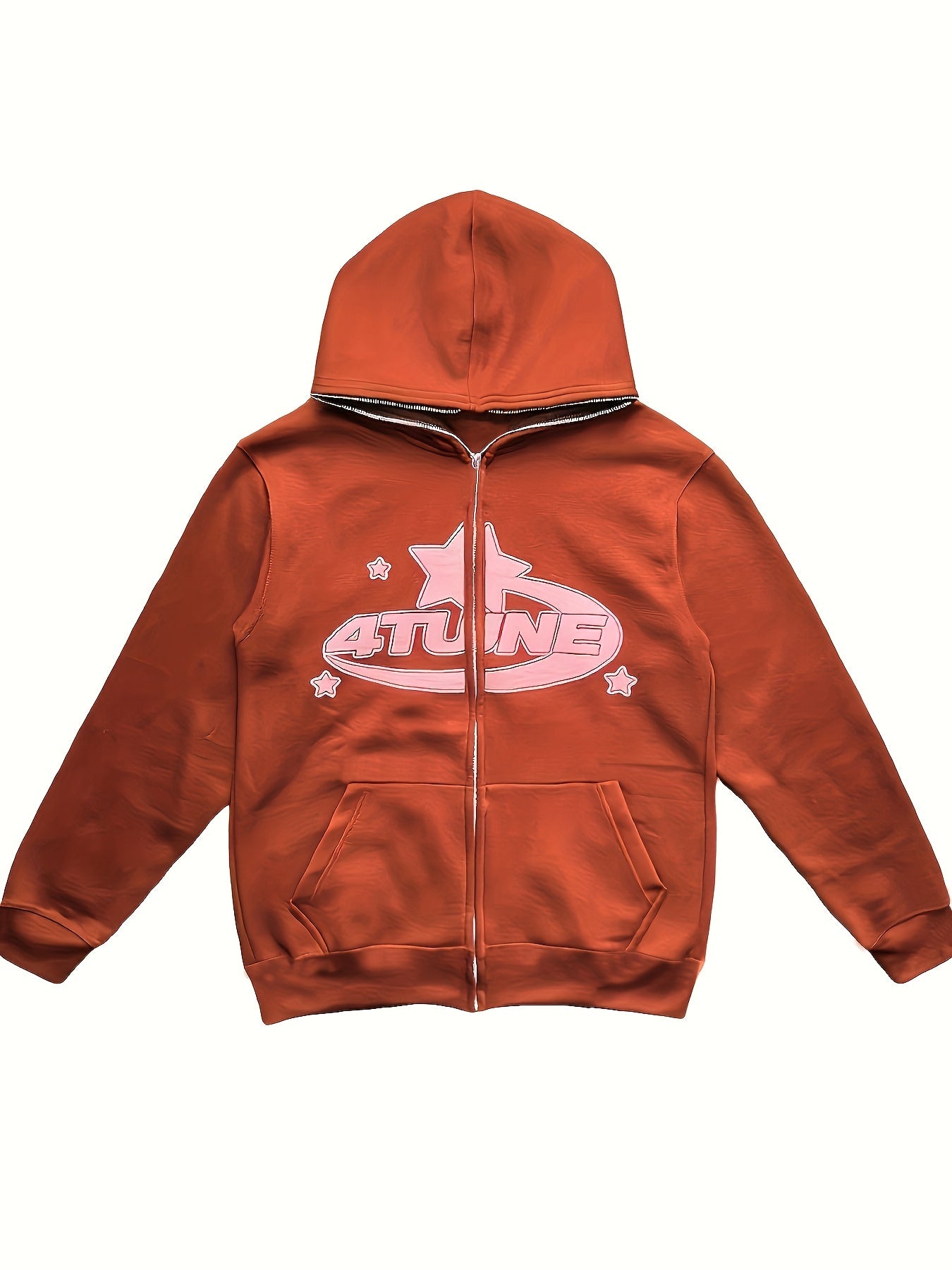 Y2K Letter & Star Print Sweatshirt Zip Up Hoodie