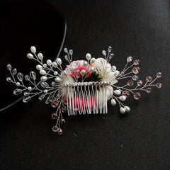 Flower Bridal Jewelry Hair Comb Faux Pearl Crystal Insert Comb