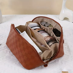 Plaid Pattern Makeup Zipper Bag Lightweight Cosmetic Travel Toiletry Wash Bag