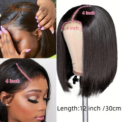 Short Bob Lace Front Wigs Human Hair Transparent Lace Closure Wigs