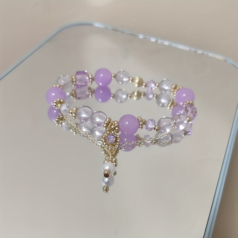 Purple Bead Bracelet Amethyst Beaded Bracelet