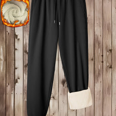  Solid Liner Fleece Joggers With Pockets