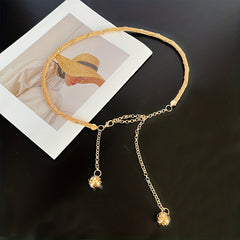 Golden Thin Metal Waist Chain Beads Pendant Dress Girdle