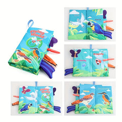 3pcs Animal Tail Cloth Books for Early Learning in Green