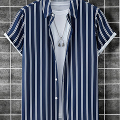 Men's Striped Print Casual Shirt for Summer