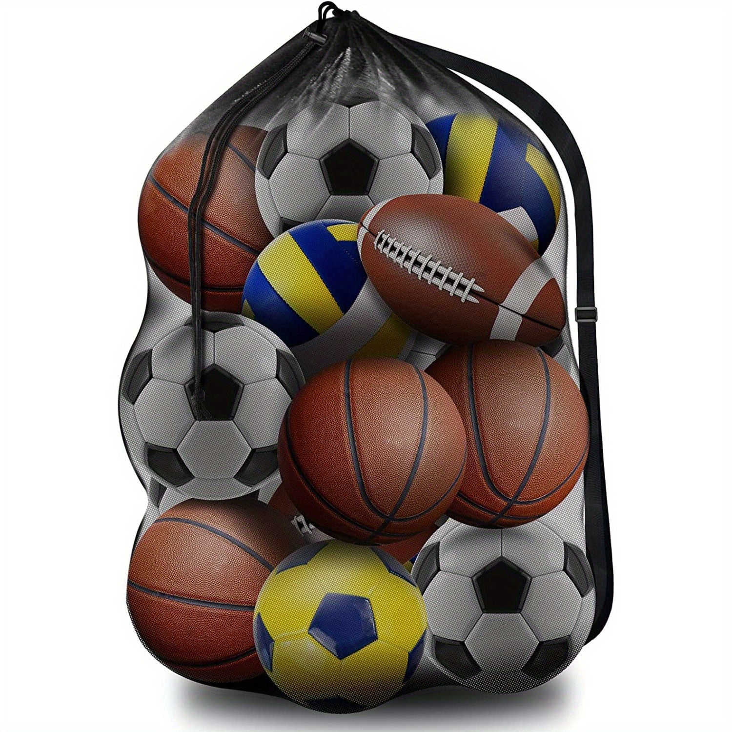 XL Sports Net Ball Bag Adjustable Shoulder Straps Team Equipment Storage