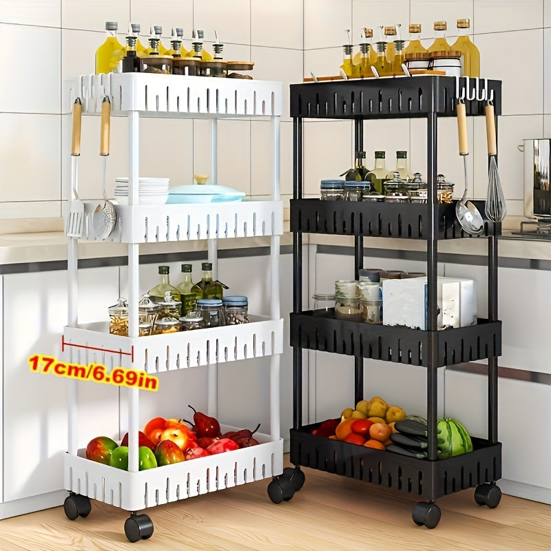 Plastic Storage Cart 4 Layers Multifunctional Garage Rack
