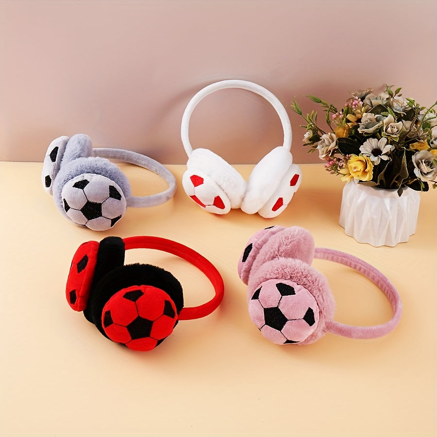 Cartoon Style Soccer Ball Earmuffs for Winter Warmth