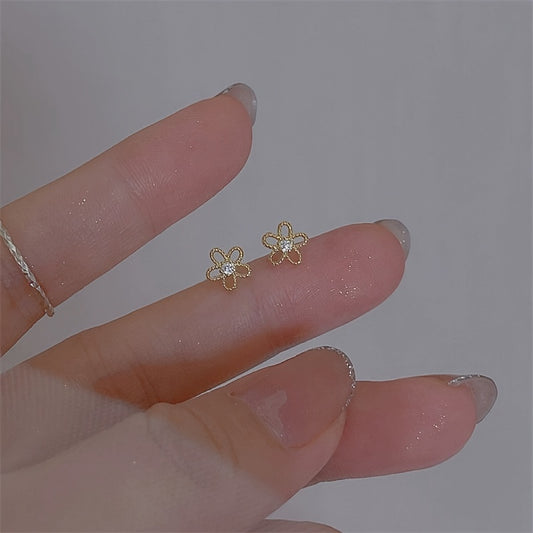 Zircon Stud Earrings 14K Plated 925 Silver Ear Decoration For Women