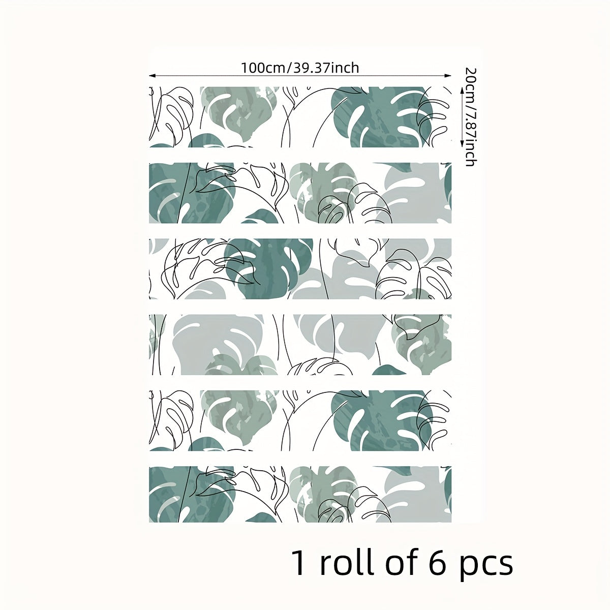 6pcs Watercolor Turtle Back Leaf Pattern Stair Stickers
