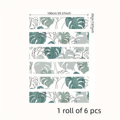 6pcs Watercolor Turtle Back Leaf Pattern Stair Stickers