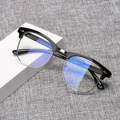 Semi Rimless Rectangle Glasses Frame for Men Women