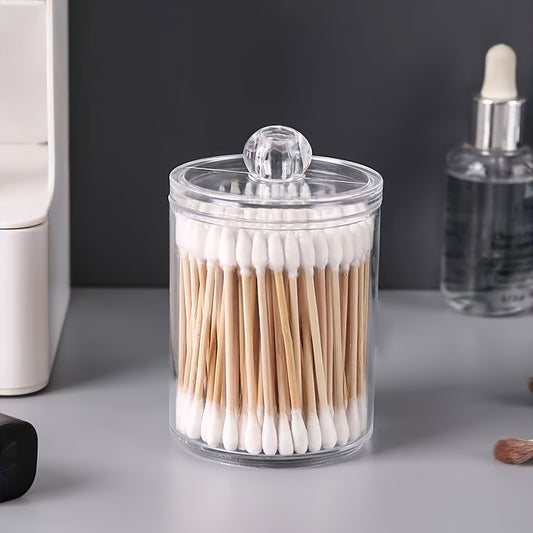 Swab Holder Dispenser Bathroom Container Apothecary Jar Wooden Lid