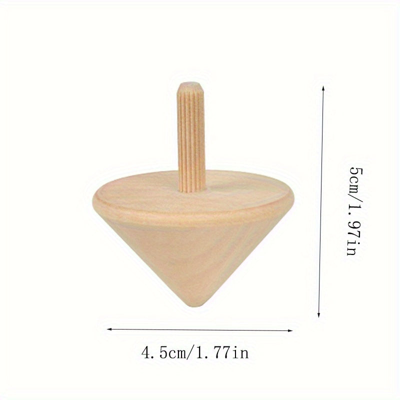 3pcs Handcrafted Wooden Tops with Unique Grain Patterns for Kids Ages 6