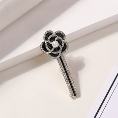 Camellia Decor Rhinestone Hair Clip for Women
