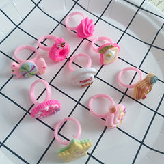 10Pcs Mixed Jewelry Plastic Rings for Girls Resin Candy Heart Ring