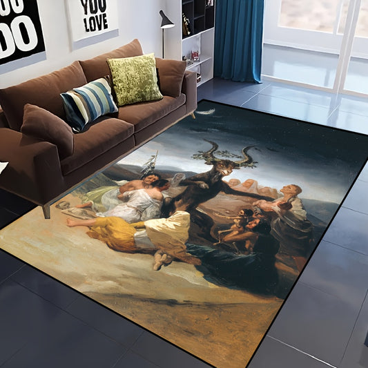 Bull God Motif Rug for Living Room Bedroom Nursery Outdoor Patio