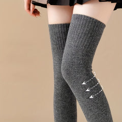 Women's Solid Thigh High Socks Warm Stockings