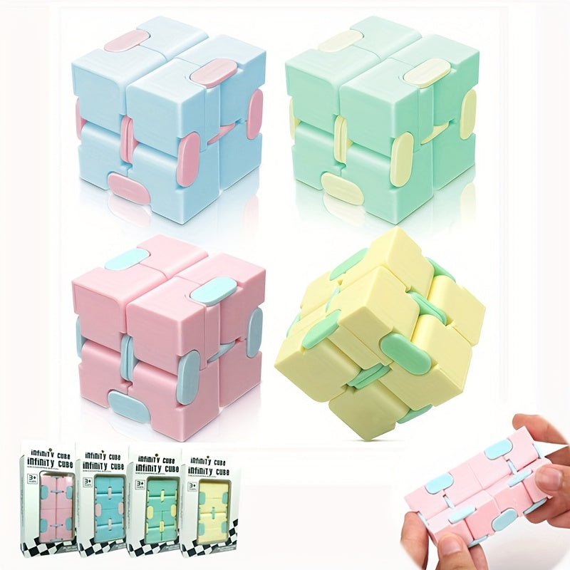 4pcs Infinite Flip Cube Puzzle Toy Stress Relief 3D Cube Pink