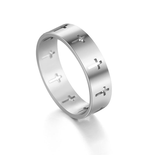 Cross Ring 18K Plated Stainless Steel for Women Girls