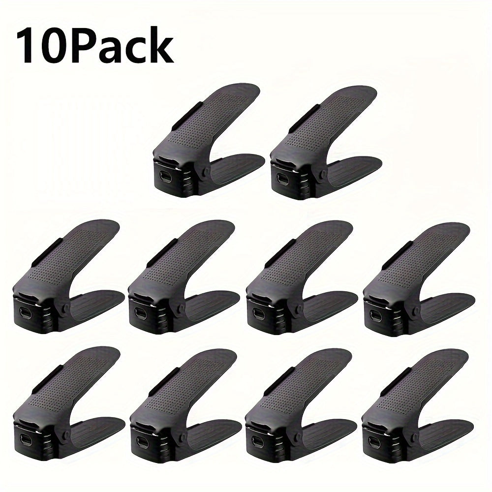 10pcs Shoe Slot Organizer Adjustable Double Layer Shoe Rack