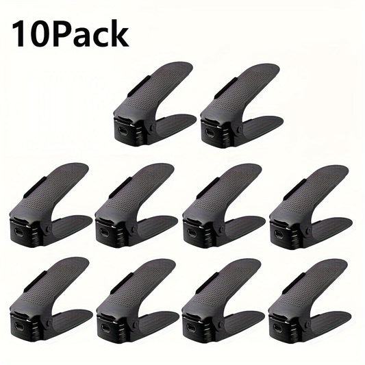 10pcs Shoe Slot Organizer Adjustable Double Layer Shoe Rack