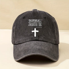 Cross Printed Distressed Baseball Cap Unisex Sun Hat