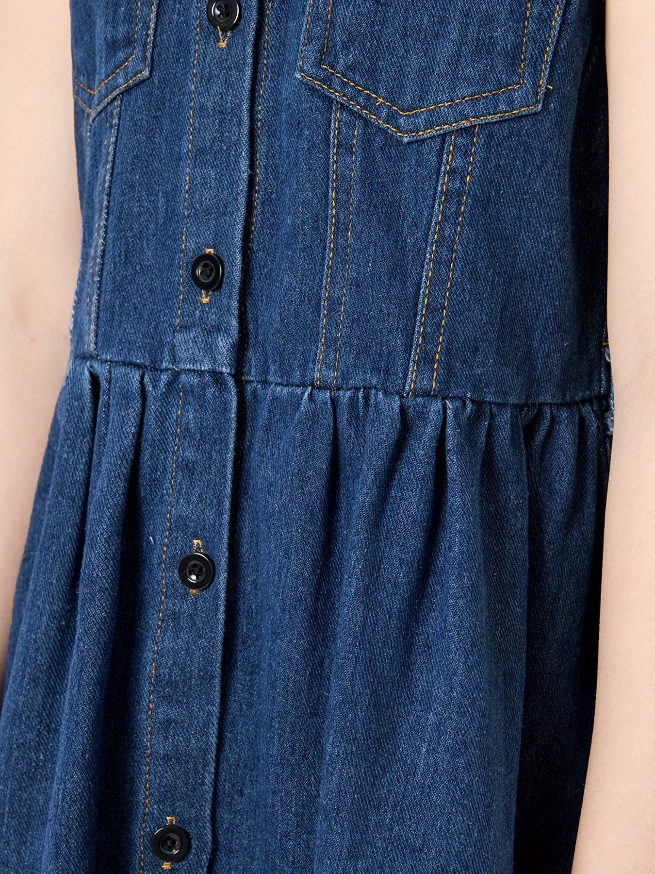 Girls Denim Shirt Dress Sleeveless Summer Party Clothes