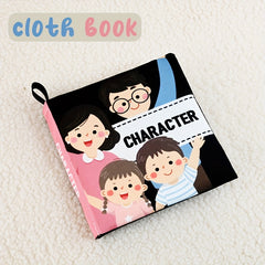 High Contrast Baby Cloth Book 0-6 Mos Washable Non Toxic Early Learning