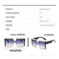 Y2K Women's Faux Pearl Sunglasses Gradient UV400