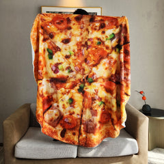Funny Pizza Digital Printing Flannel Leisure Blanket