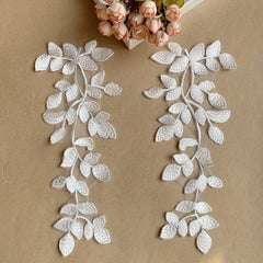 Green Embroidered Lace Pair Of Flowers Dress Decoration