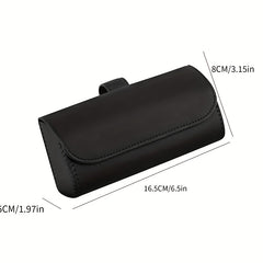 Car Visor Sunglasses Case PU Leather Glasses Holder with Magnetic Closure