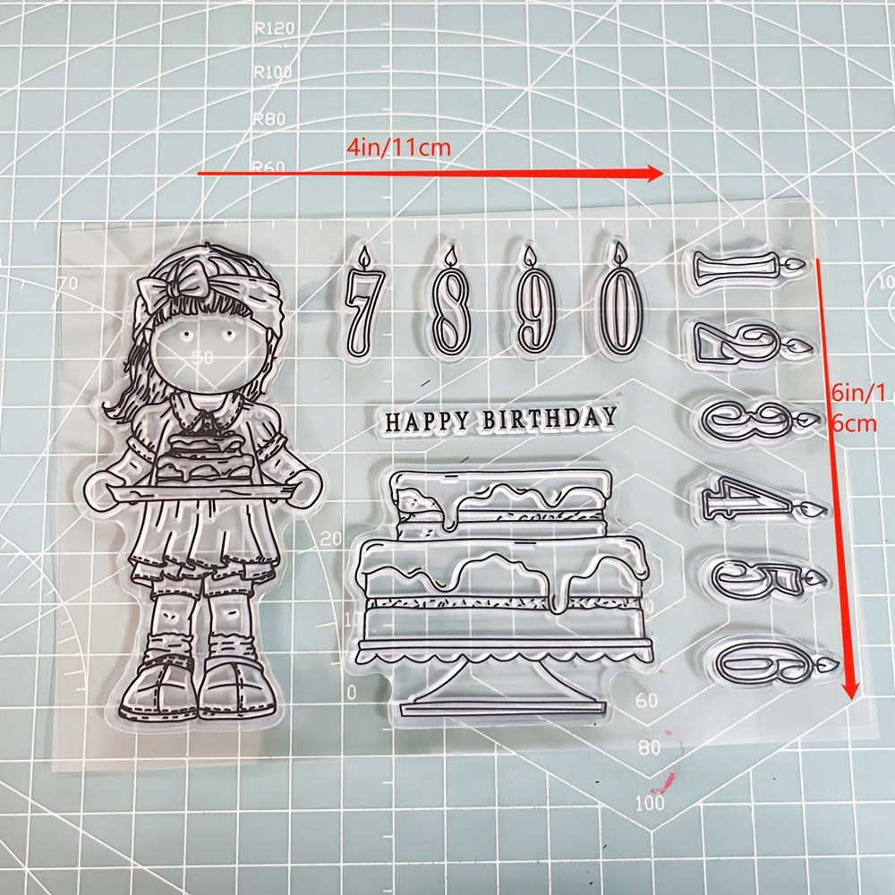 Transparent Silicone Stamp Set Girl Pattern for Birthday Decoration