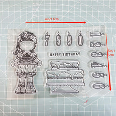 Transparent Silicone Stamp Set Girl Pattern for Birthday Decoration