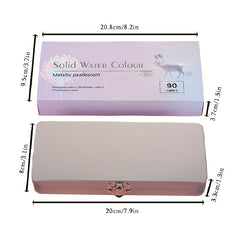 Watercolor Pigments Set 90 Colors Portable Solid Pearl Metal Art Painting