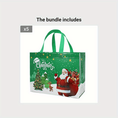 Christmas Cartoon Santa Snowman Non-woven Tote Bag