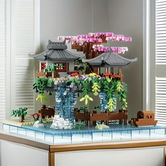 2210pcs Peach Blossom Pond Building Blocks Toy Creative Assembly ABS Material