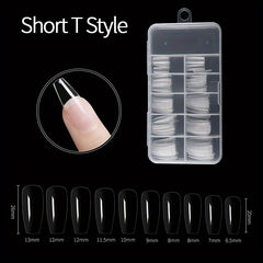 100pcs Clear Acrylic Coffin Nails Full Cover Tips DIY Nail Art Salon Use