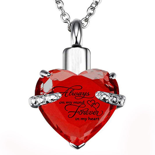 Heart Cremation Urn Necklace For Ashes - Memorial Pendant With Fill Kit