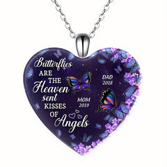 Purple Butterfly Heart Crystal Pendant Necklace for Women