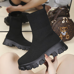 Minimalist Knit Slip On Boots