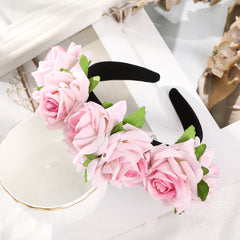 Rose Flower Floral Crown Boho Headband Solid Vintage Hairband