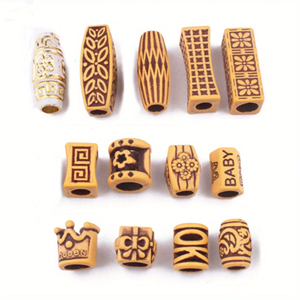 Vintage Big Hole Plastic Beads Set for DIY Braids Spiral Hairpins Dreadlocks