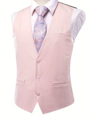 Vintage Style Dress Waistcoat Men's Single Breasted Solid V Neck Smart Suit Vest