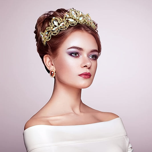 Colorful Rhinestone Crown Headband Tiara Wedding Hair