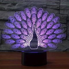 3D Peacock Night Light 16 Colors Changing Remote Control