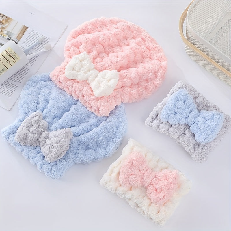 Thick Hair Towel & Absorbent Shower Cap Set - Soft & Skin-friendly